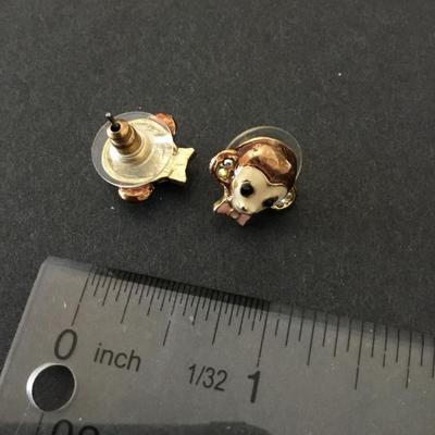 Cute vintage enamel monkey stud earrings