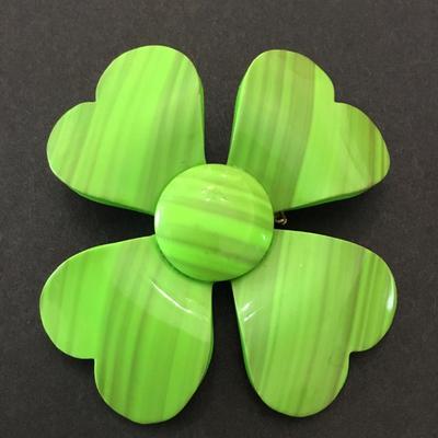 Large vintage Lucite, type four leaf clover brooch