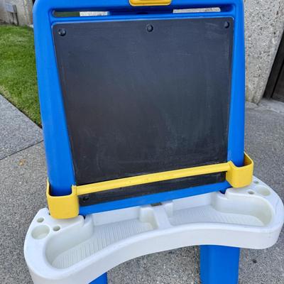 Sale Photo Thumbnail #63: Vintage Little Tikes Child Size Super Storage Easel: Allows children to draw with chalk, or paint using the top clip to hold paper in place (roll of paper is held on the back side). Very good, near=new condition.