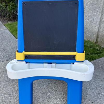 Sale Photo Thumbnail #59: Vintage Little Tikes Child Size Super Storage Easel: Allows children to draw with chalk, or paint using the top clip to hold paper in place (roll of paper is held on the back side). Very good, near=new condition.