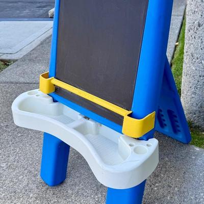 Sale Photo Thumbnail #60: Vintage Little Tikes Child Size Super Storage Easel: Allows children to draw with chalk, or paint using the top clip to hold paper in place (roll of paper is held on the back side). Very good, near=new condition.