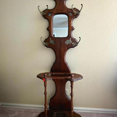 Vintage Walnut Hall Tree