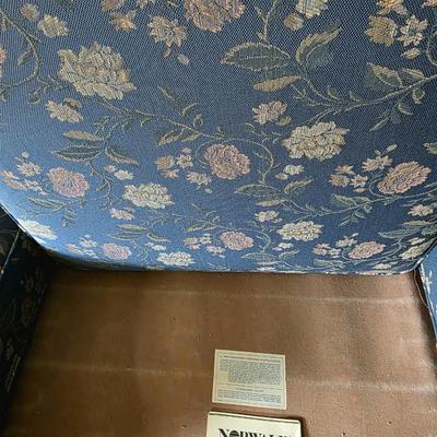 Vintage Blue Floral Sofa by Norwalk with Winter Moose