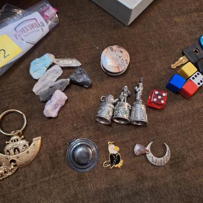 Sale Photo Thumbnail #54: rocks, dice, thimbles, and other misc items