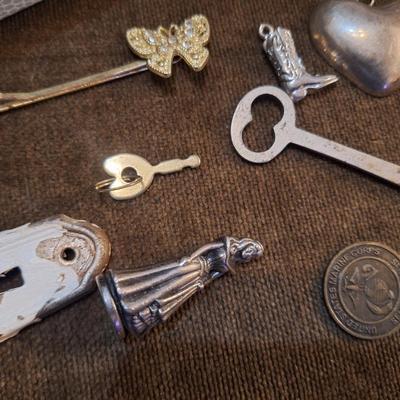 Sale Photo Thumbnail #92: misc charms and skeleton key