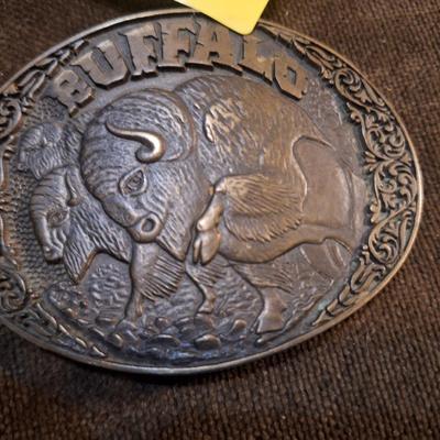 Sale Photo Thumbnail #112: solid Brass buffalo belt buckle