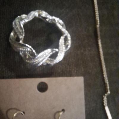 necklaces, earrings and pin