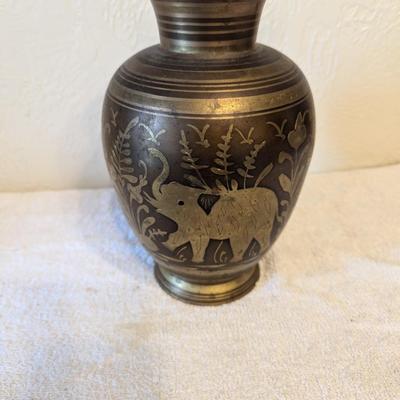 Brass Vase with Elephant design