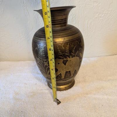 Brass Vase with Elephant design