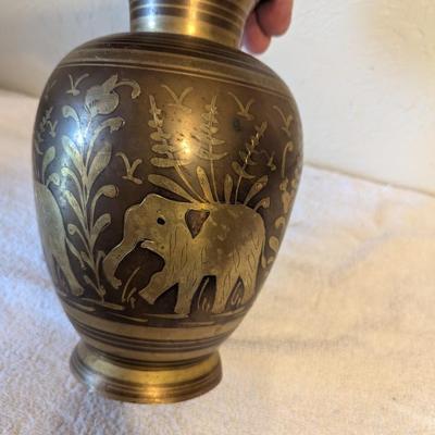 Brass Vase with Elephant design