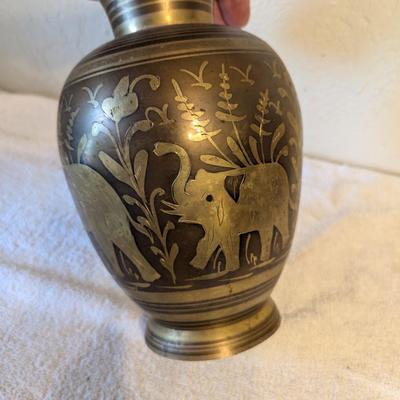 Brass Vase with Elephant design