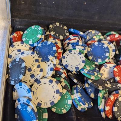 Poker chips in hard Aluminum Case