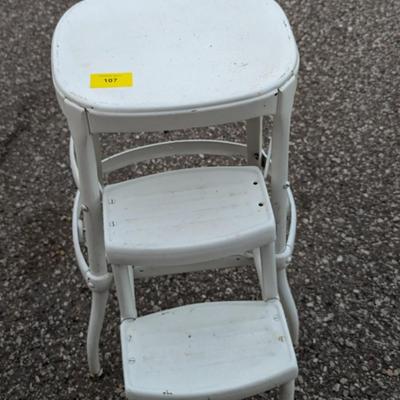 Vintage step stool with pull out steps