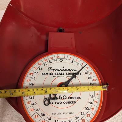 Vintage Red Hanging Scale by American Family Scale Company-no chains
