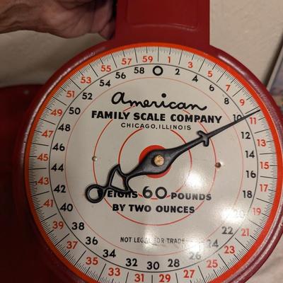 Vintage Red Hanging Scale by American Family Scale Company-no chains