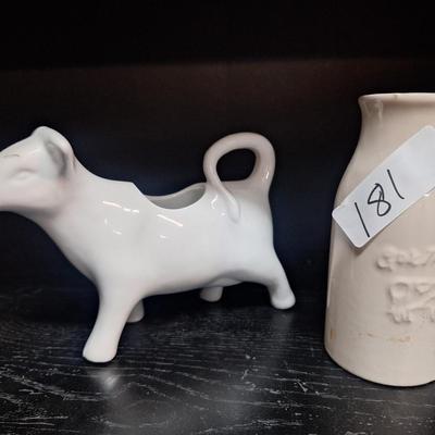 cow creamer and milk bottle