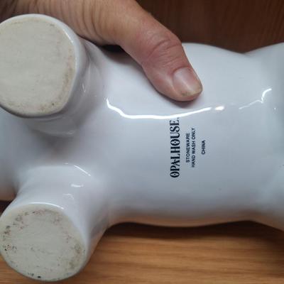 Opalhouse Stoneware White Rhino and little blue bird cookie jar