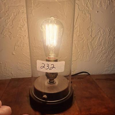 Faux wood uplight lamp with edison bulb- touch light