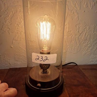 Faux wood uplight lamp with edison bulb- touch light
