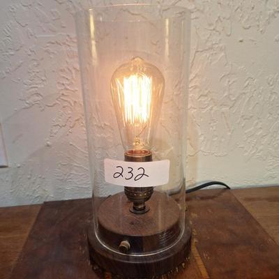 Faux wood uplight lamp with edison bulb- touch light