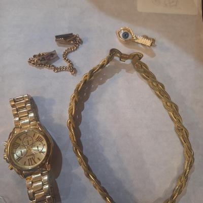 misc jewelry bundle - watch needs new battery= untested