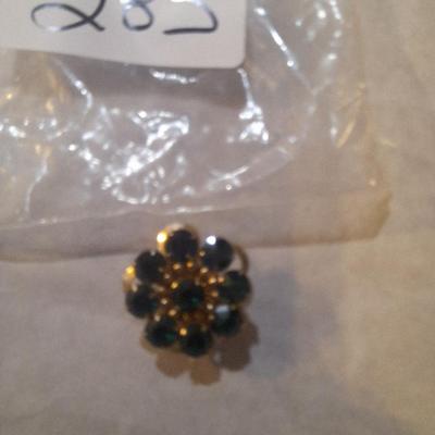vintage pin with green jewels