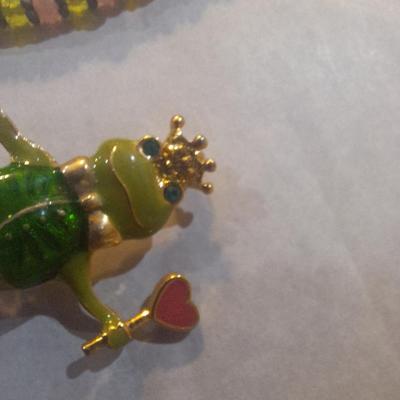 Necklace and frog brooch