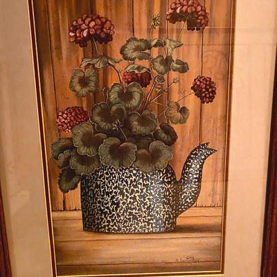 Strawberry and Tea Kettle Framed Art Prints