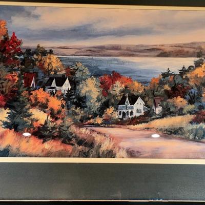 Countryside Framed Art and 2 Bunny Planter Style Tabletop Lamps