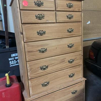 Tall Raw Wood Chest of Drawers