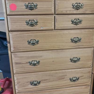 Tall Raw Wood Chest of Drawers