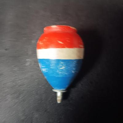 1969 "WIZZZER, WORLD'S WILDEST WHIRLER" TOY TOPS PLUS VINTAGE WOODEN TOP