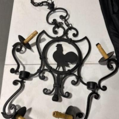 HANGING ELECTRIC ROOSTER LIGHT FIXTURE WITH 4 LIGHTS AND 4 SHADES