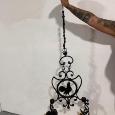 HANGING ELECTRIC ROOSTER LIGHT FIXTURE WITH 4 LIGHTS AND 4 SHADES