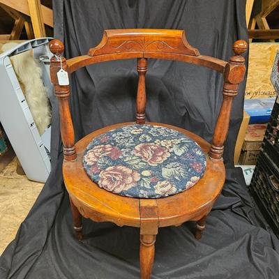 Antique Corner Chair with Upholstered Removable Seat