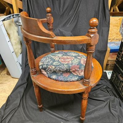Antique Corner Chair with Upholstered Removable Seat