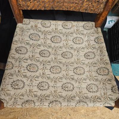 Antique Cane Back Chair with Fold Down Writing Table