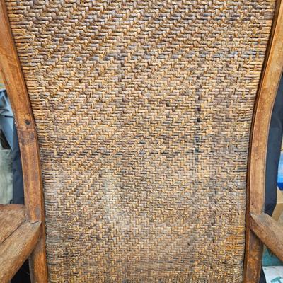 Antique Cane Back Chair with Fold Down Writing Table