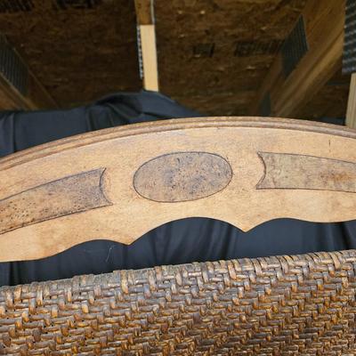 Antique Cane Back Chair with Fold Down Writing Table