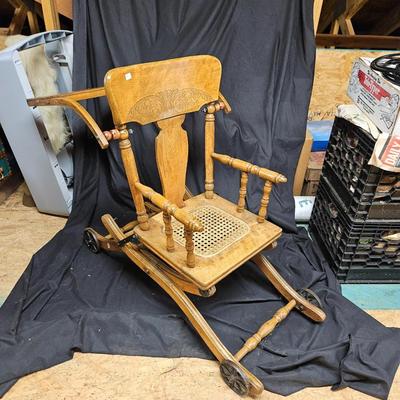 Antique Convertible High Chair with Flip Top