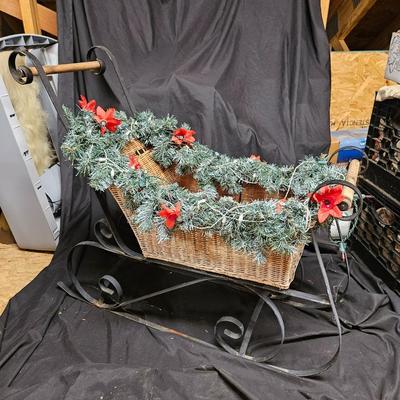 Vintage Light Up Christmas Sleigh Decor