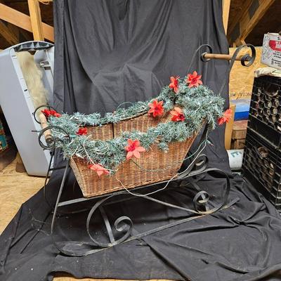 Vintage Light Up Christmas Sleigh Decor