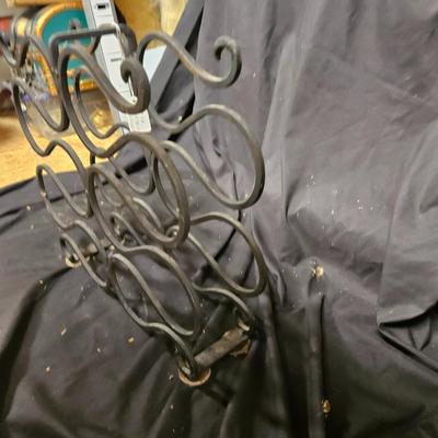 Vintage Wrought Iron Free Standing Wine Rack