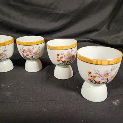 Antique Lot of 6 Japanese Egg Cups Hand Painted