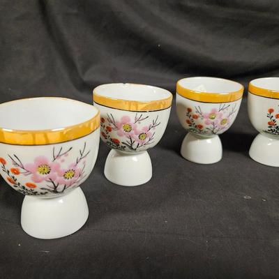 Antique Lot of 6 Japanese Egg Cups Hand Painted