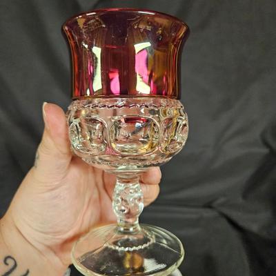 Lot of 5 Antique Souvenir Trinkets, Cranberry Wine Glass and Ruby Bud Vase