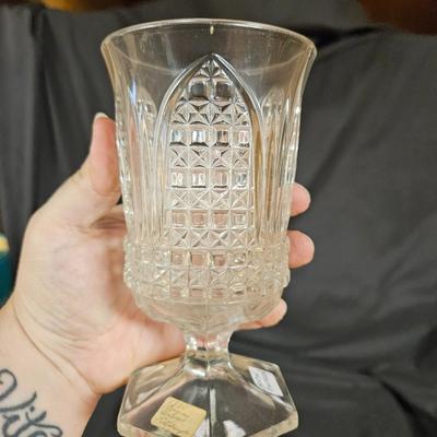 Lot of 4 Vintage Items Including Water Glass from 1880, Creamer, Ruby Votive Candle Holder and Vase