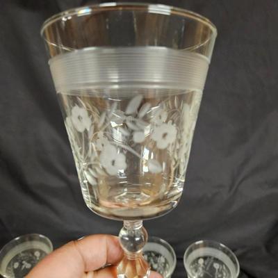 Set of 8 Vintage Libbey Rock Sharpe Crystal Caprice Wine Glasses