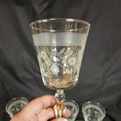 Set of 8 Vintage Libbey Rock Sharpe Crystal Caprice Wine Glasses