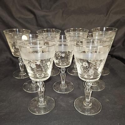 Set of 8 Vintage Libbey Rock Sharpe Crystal Caprice Wine Glasses